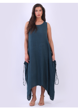 Made In Italy Sleeveless Plus Size Linen Sundress