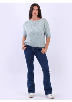 Women Knitted Wooly Plain Crop Boxy Pullover