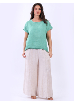 Made In Italy Linen Hi-Lo Baggy Ribbed T-shirt