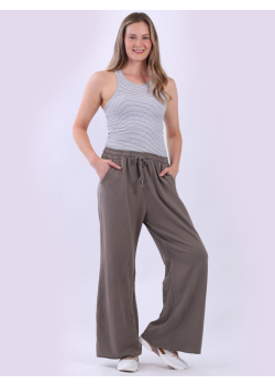 Italian Plain Cotton Straight Leg Pant
