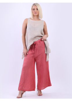 Italian Wide Leg Linen Split Hem Ladies Palazzo Pant