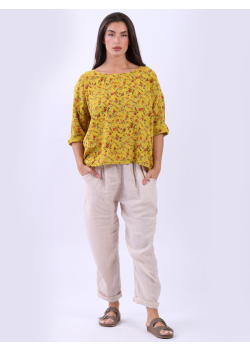 Nature Inspired Floral Cotton Lagenlook Crop Top