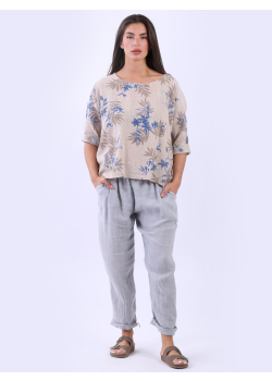 Made In Italy Tropical Print Baggy Cotton Top