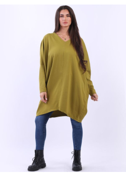 Italian Plus Size Batwing Cotton Tunic Top