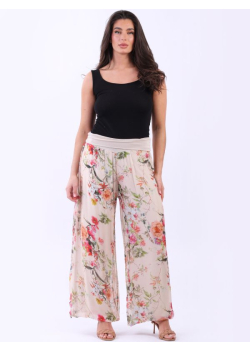 Made In Italy 2 Layered Floral Print Silk Trouser