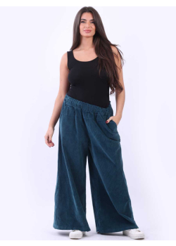 Made In Italy Cotton Corduroy Plain Women Palazzo