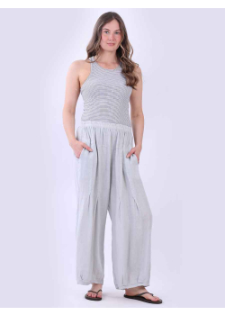Loose Fit Plain Wide Leg Linen Trouser