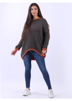 Italian Women Lagenlook Wooly Blanket Stitch Knitted Jumper