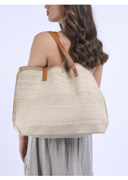 Italian Double Grab Handle Canvas Tote Bag