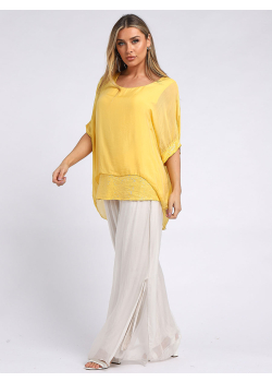 Italian Chunky Twin Sequin Lagenlook Baggy Silk Top
