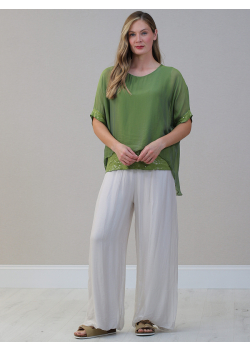 Italian Chunky Twin Sequin Lagenlook Baggy Silk Top