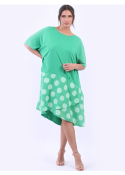 Italian Polka Dot Panel Baggy Cotton Dress