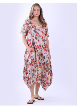 Floral Print Italian Linen Slouch Dress
