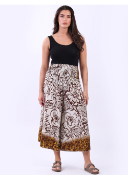 Italian Wide Leg Printed Smocked Culottes