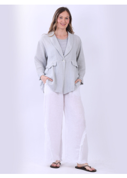 Italian Open Front Plain Linen Lagenlook Jacket