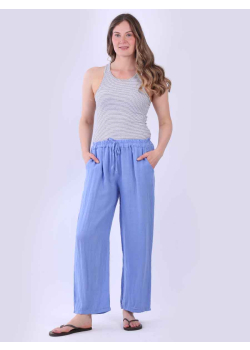 Women Plain Linen Loose Fit Trouser