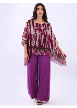 Made In Italy Leopard Print Batwing Silk Kaftan