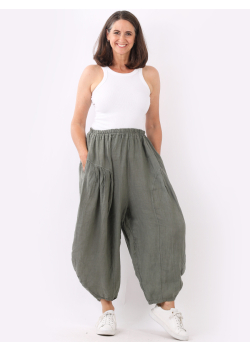 Italian Ladies linen Loose Fit Balloon Hem Slouchy Trouser