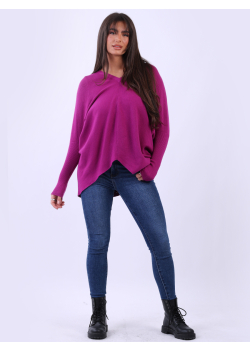 Italian Women Batwing Sleeves Loose Knitted Blouse