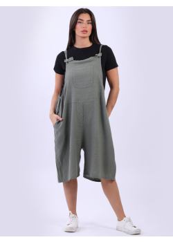 Italian Sleeveless Linen Cropped Jumpsuit