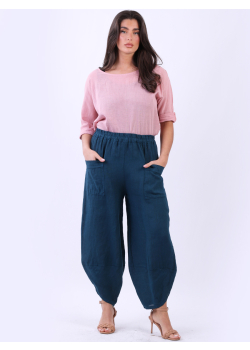 Italian Tulip Hem Linen Solid Pant