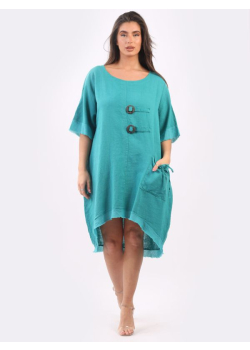 Italian Knee Length Plain Summer Linen Dress