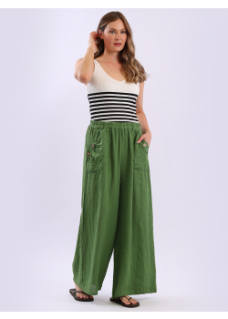 Women Wide Leg Linen Italian Palazzo