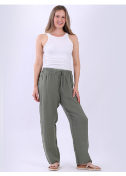 Made In Italy Relaxed Fit Solid Linen Pant