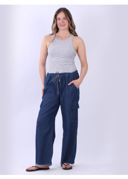 Plain Cargo Flap Pocket Denim Pant