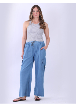 Plain Cargo Flap Pocket Denim Pant