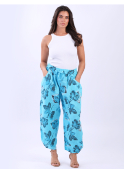 Italian Floral Print Linen Comfy Trouser