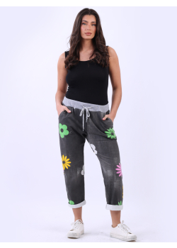 Italian Flower Print Cotton Trouser