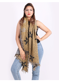 Italian Flower & Star Motifs Sequin Woolen Scarf