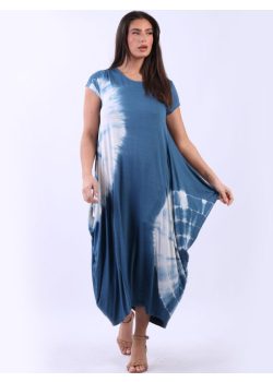 Italian Classy Tie and Dye Print Ladies Long Maxi Dress