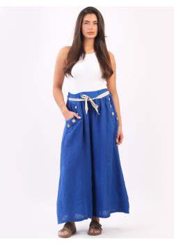 Italian Wide Leg Plain Linen Summer Palazzo Pant