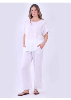 Plain Short Sleeves Mesh Net Linen Top