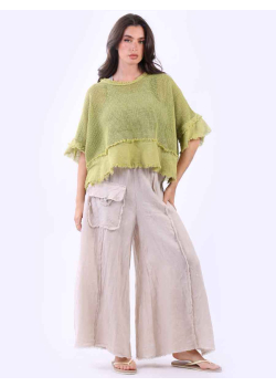 Italian Mesh Net Batwing Cotton Crop Top