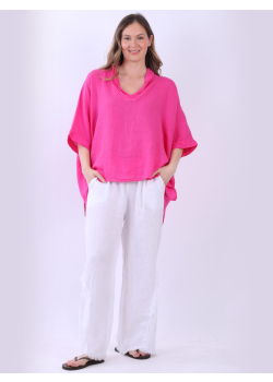Made In Italy Linen Baggy Crop Top