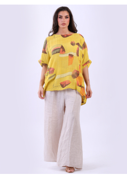 Batwing Oversized Color Splash Cotton Top