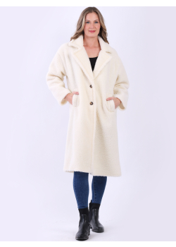 Italian Plus Size Teddy Bear Long Wooly Coat 