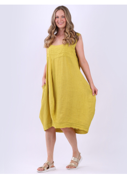 Oversized Sleeveless Pleated Linen Lagenlook Dress