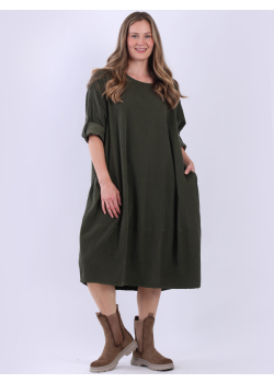 Made In Italy Plus Size Cotton Corduroy Midi Dress