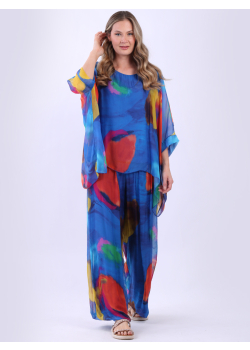 Italian Multi Dyed 2 Layered Batwing Silk Tunic Top 