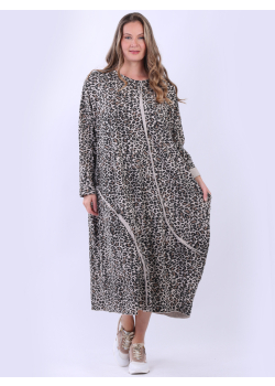 Made In Italy Plus Size Leopard Print Midi Dress