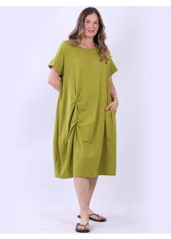 Oversized Solid Ruched Side Cotton Dress
