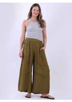 Made In Italy Wide Leg Linen Palazzo Pant
