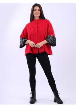 Front Buttons Sequin Cuff Sleeves Crop Jacket