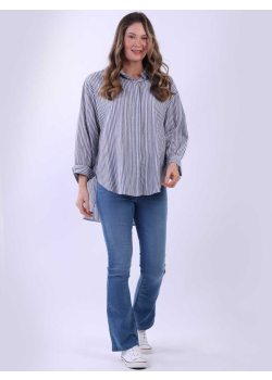 Button Down Formal Stripy Hi-Lo Shirt