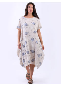 Women Printed Lagenlook Cotton Cocoon Dress