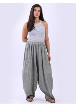 Loose Fitted Vintage Wash Linen Trouser